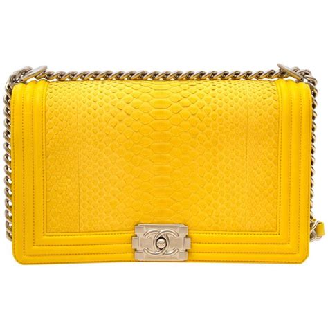 chanel yellow python leather boy|chanel handbags.